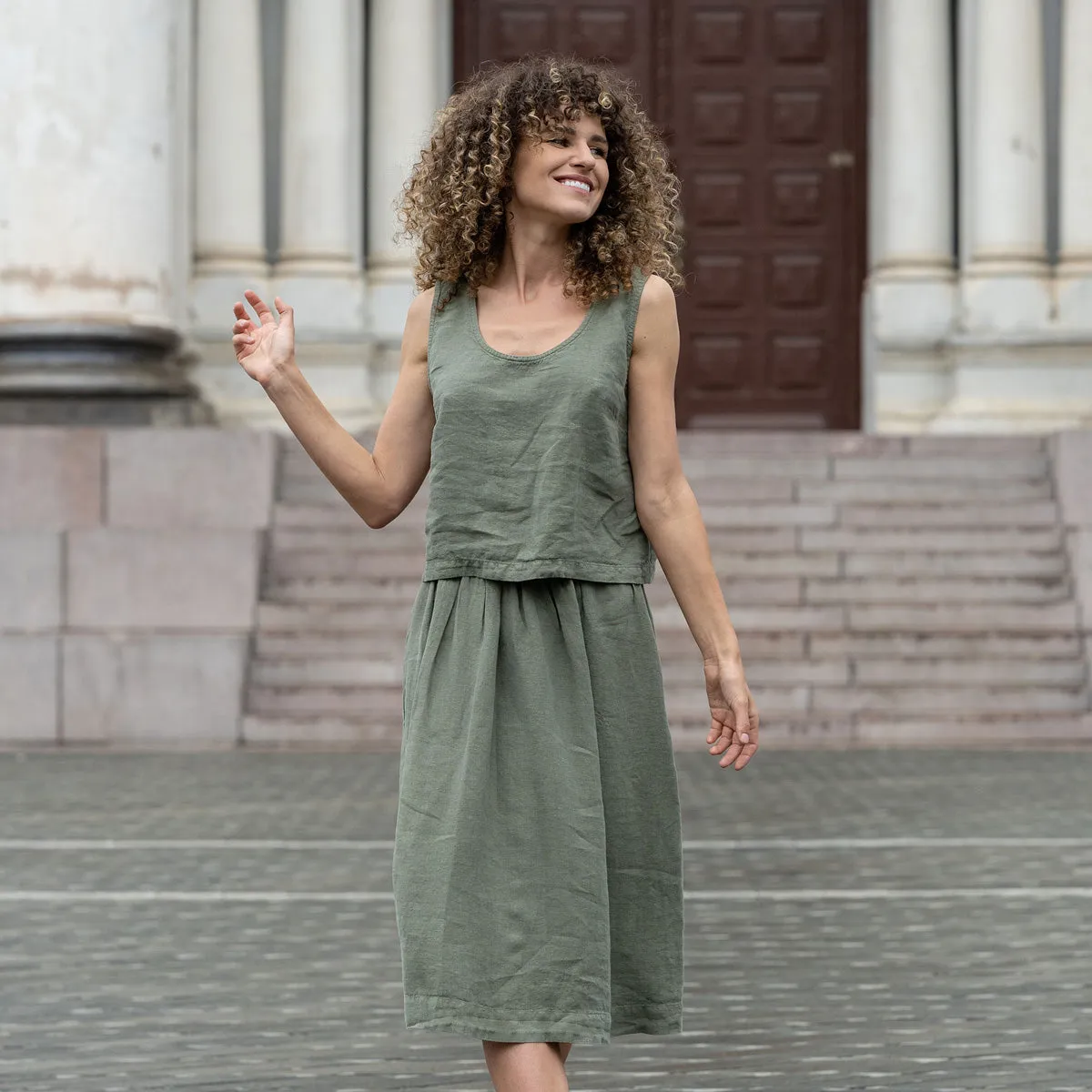 Midi Skirt Sophia Stone Green