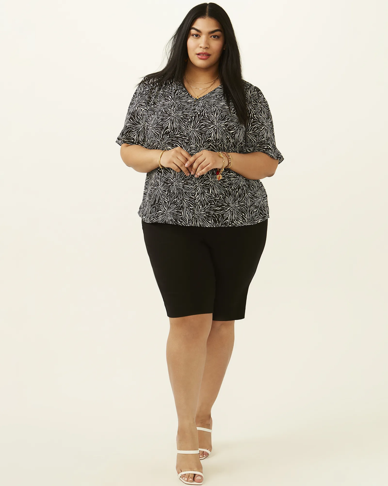 Mila Ruffle Sleeve Blouse | Black / Ivory
