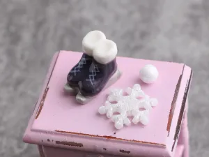 Miniature Porcelain Ornament Ice Skates Decoration in 12th Scale for Dollhouses