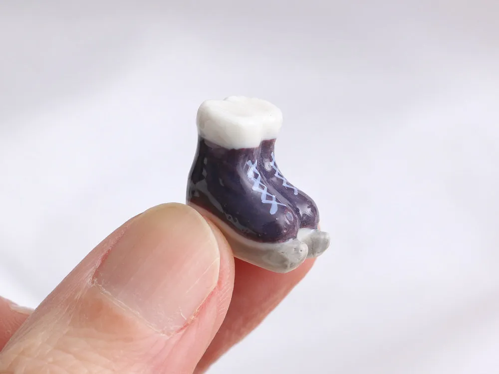 Miniature Porcelain Ornament Ice Skates Decoration in 12th Scale for Dollhouses