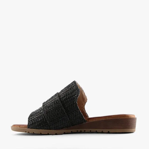 Mivari Raffia Slides Black