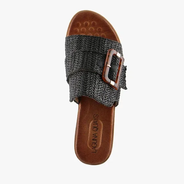 Mivari Raffia Slides Black