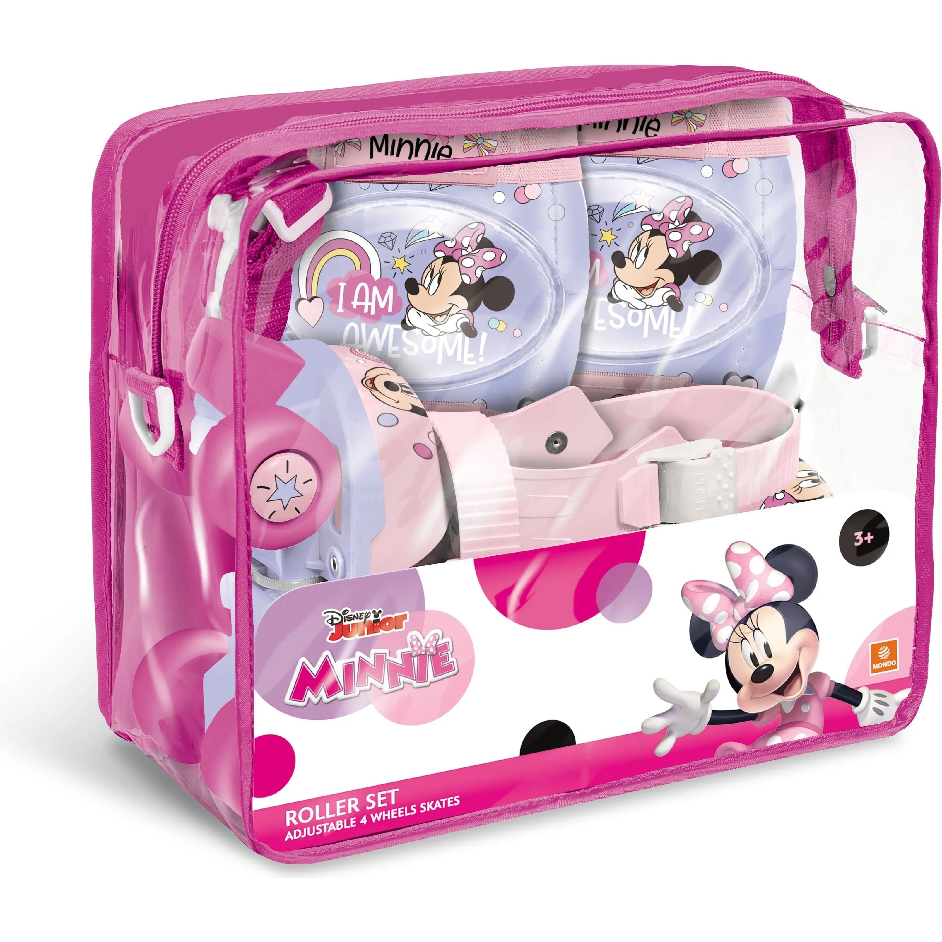 Mondo Minnie Mouse 4 Wheels Adjustable Roller Skates (Size: 22-29 ) Pink Age- 3 Years & Above