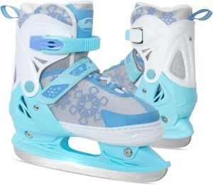 Nattork Adjustable Ice Skates for Kids - Blue Snow Flake