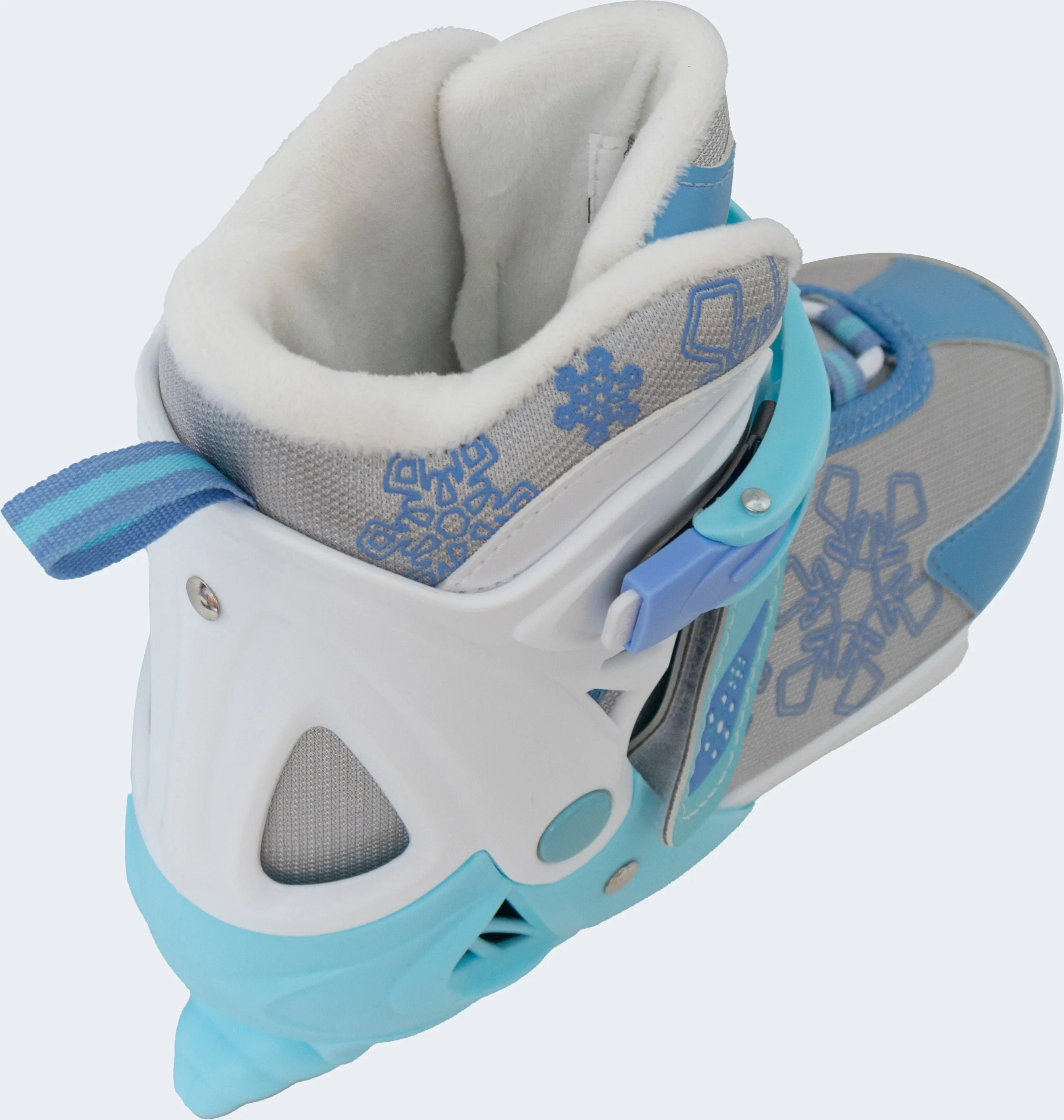 Nattork Adjustable Ice Skates for Kids - Blue Snow Flake