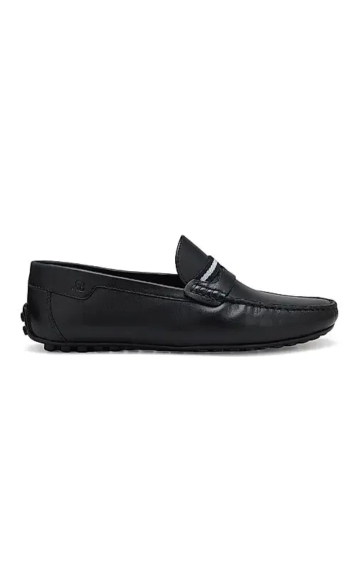Navy Moccasins With Contrast Panel