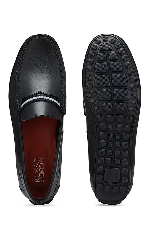 Navy Moccasins With Contrast Panel