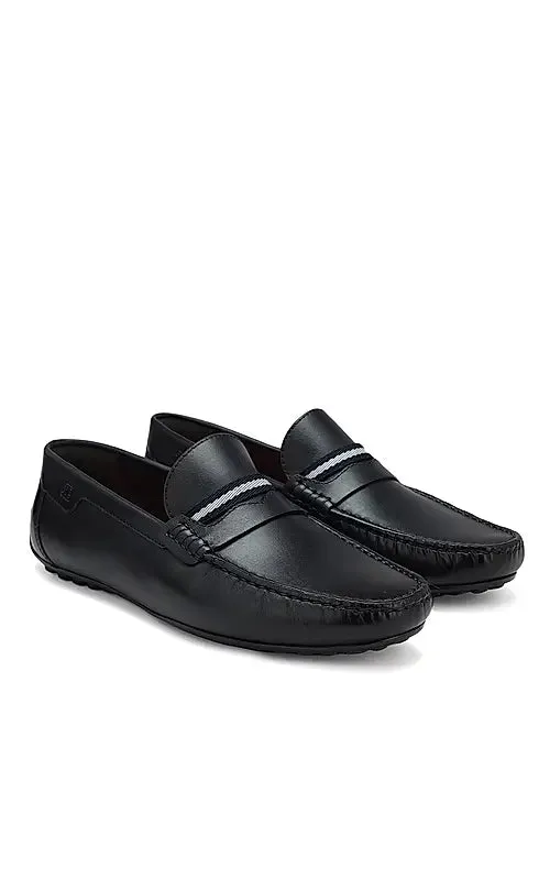 Navy Moccasins With Contrast Panel