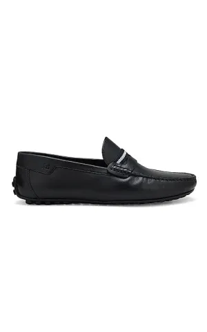 Navy Moccasins With Contrast Panel