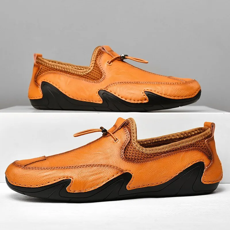 New Men's Shoes Breathable Genuine Leather Shoes Men Casual Shoes Loafers Fashion Handmade Driving Shoes Slip-On Soft Moccasins