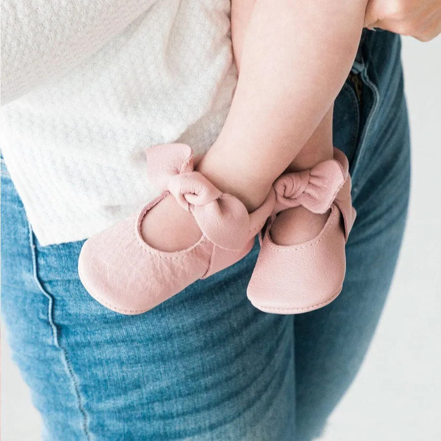 Newborn Blush Knotted Bow Mocc