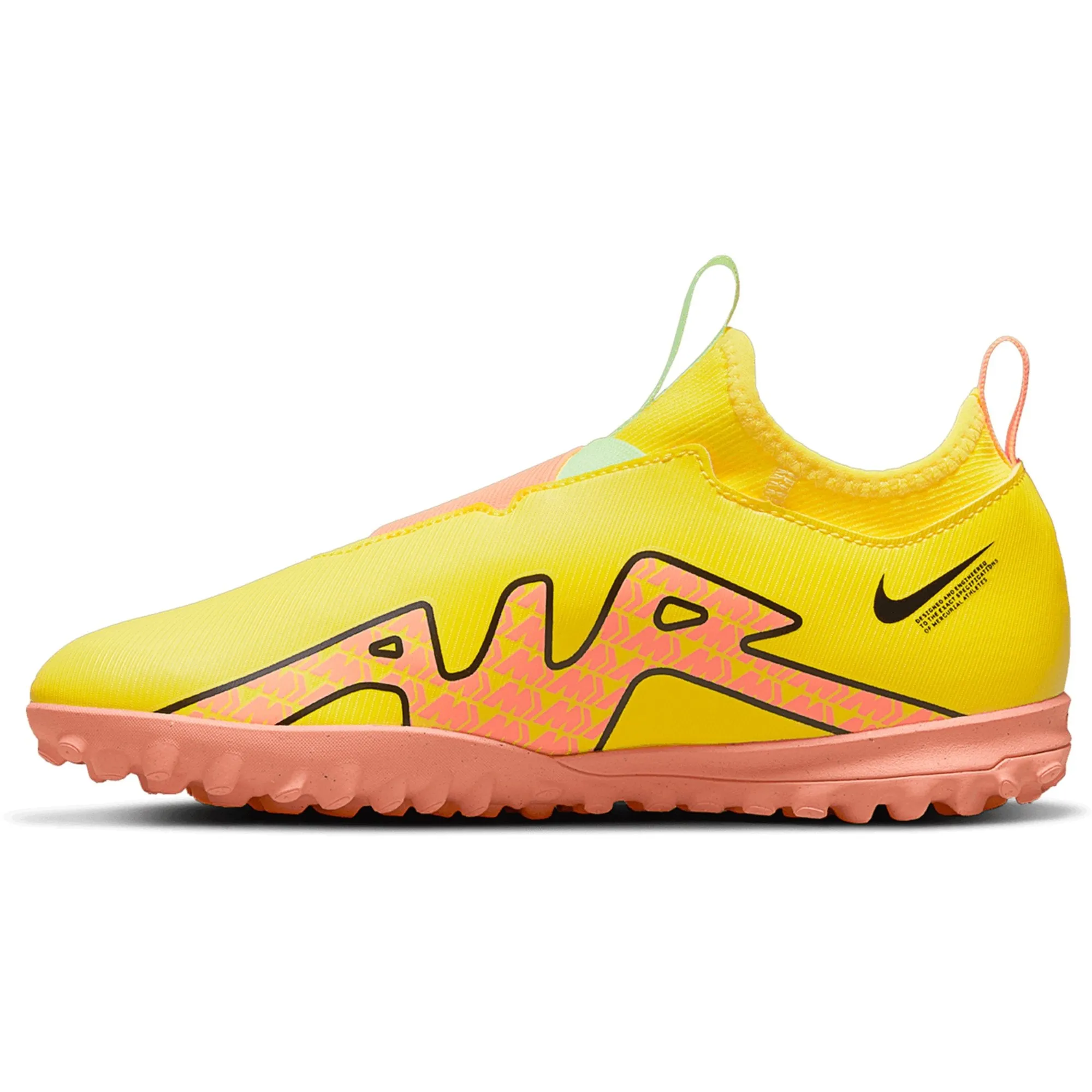 Nike Junior Zoom Mercurial Vapor 15 Academy TF Turf Soccer Shoes - Yellow Strike/Sunset Glow/Volt Ice
