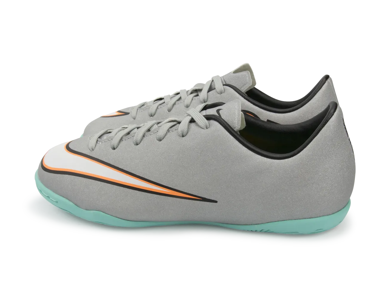 Nike Kids Mercurial Victory V CR Indoor Soccer Shoes Metallic Silver/Hyper Turquoise/Black