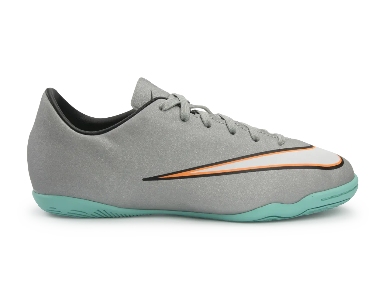 Nike Kids Mercurial Victory V CR Indoor Soccer Shoes Metallic Silver/Hyper Turquoise/Black