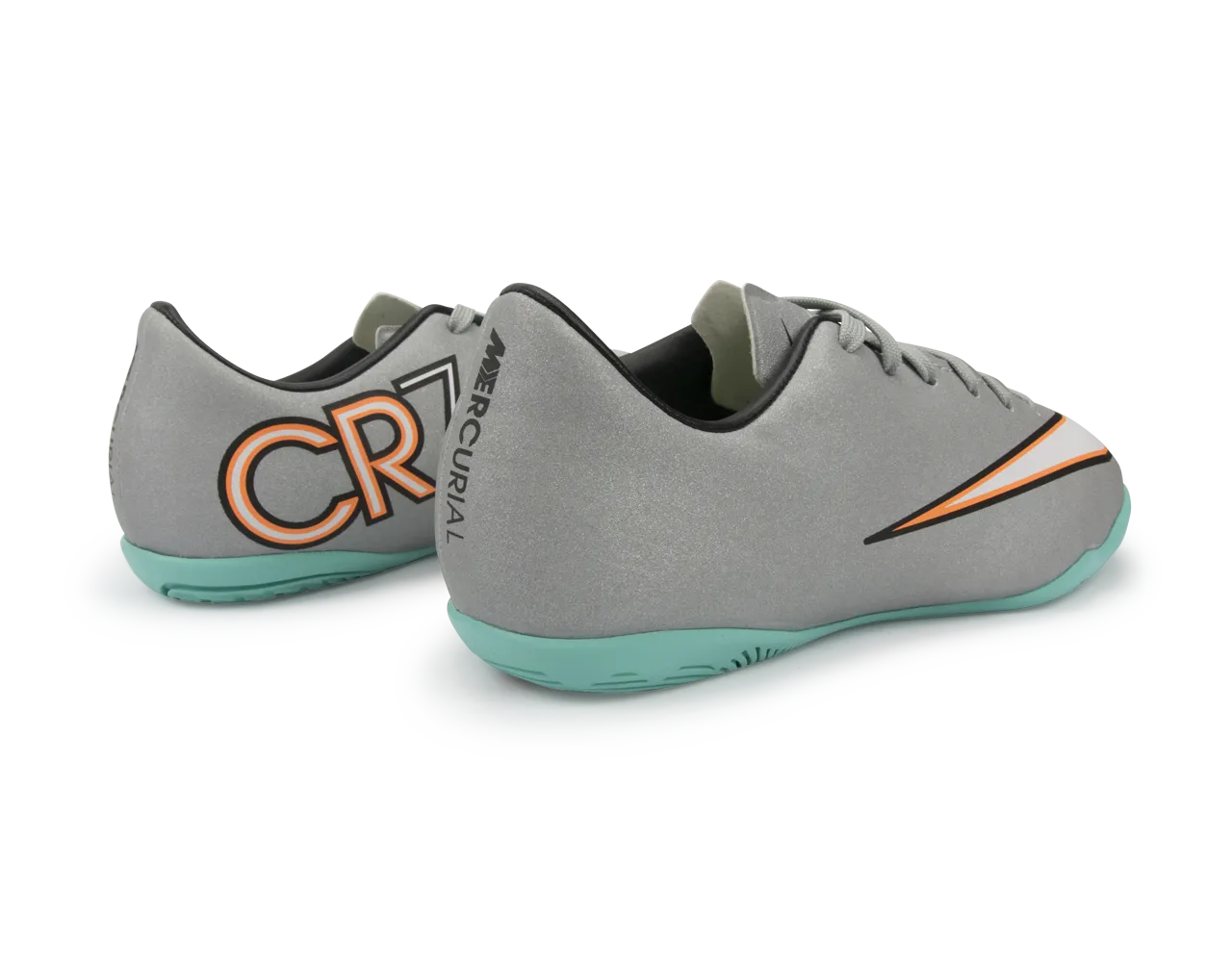 Nike Kids Mercurial Victory V CR Indoor Soccer Shoes Metallic Silver/Hyper Turquoise/Black