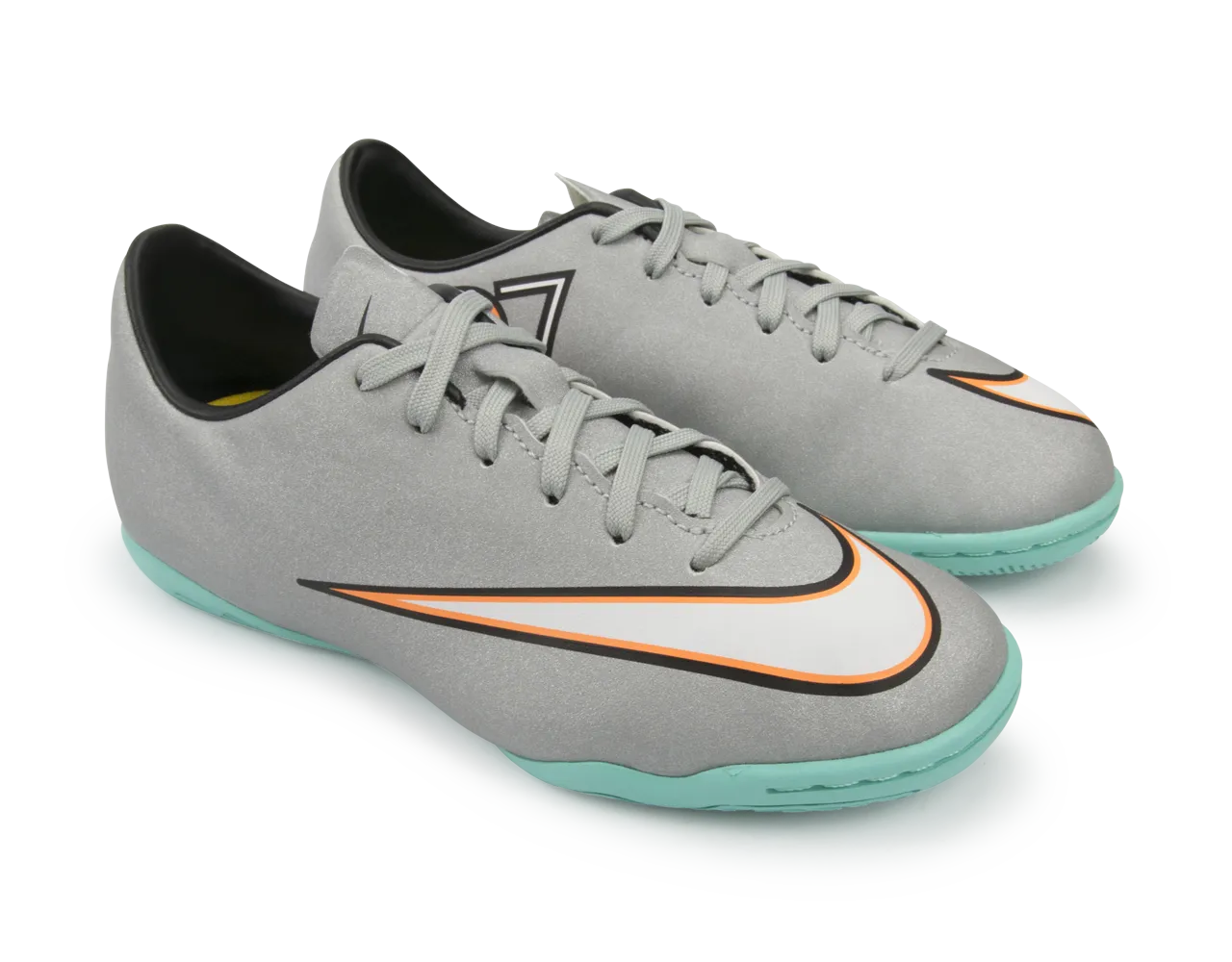 Nike Kids Mercurial Victory V CR Indoor Soccer Shoes Metallic Silver/Hyper Turquoise/Black