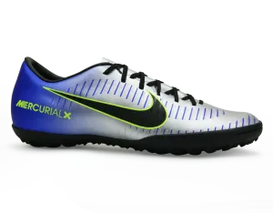 Nike Men's MercurialX Victory VI Neymar Jr Turf Soccer Shoes Racer Blue/Black/Chrome/Volt