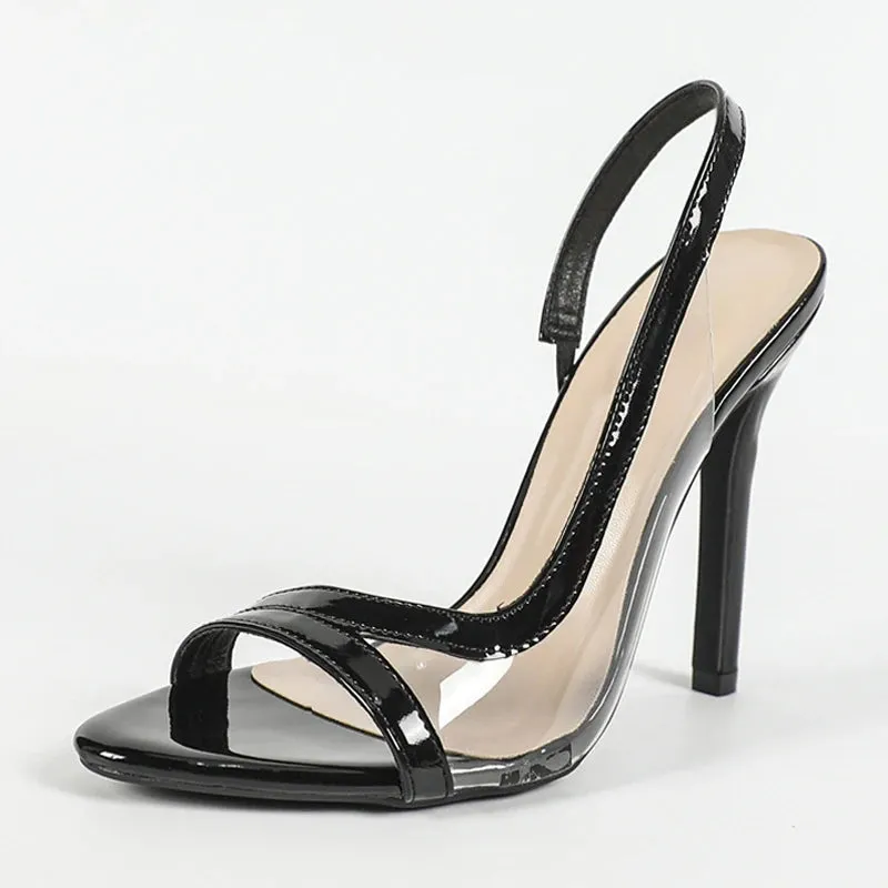 Open Toe patent PVC Transparent Back Strap Sandals