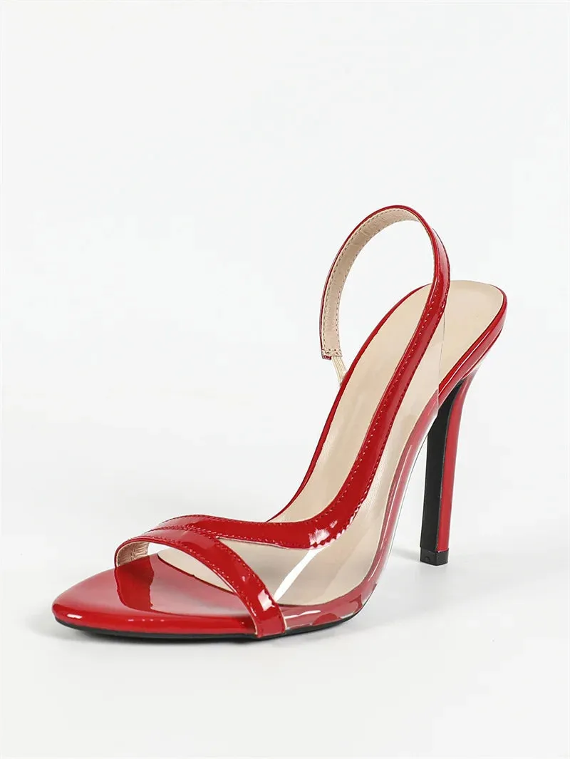 Open Toe patent PVC Transparent Back Strap Sandals