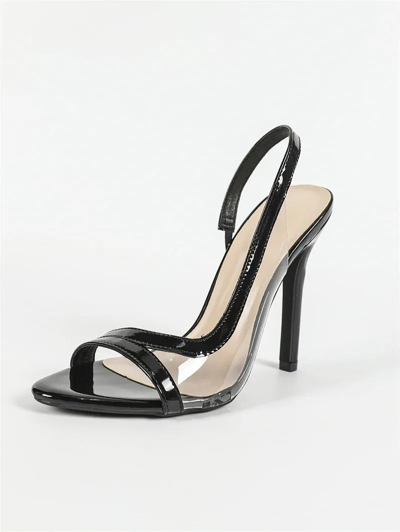 Open Toe patent PVC Transparent Back Strap Sandals