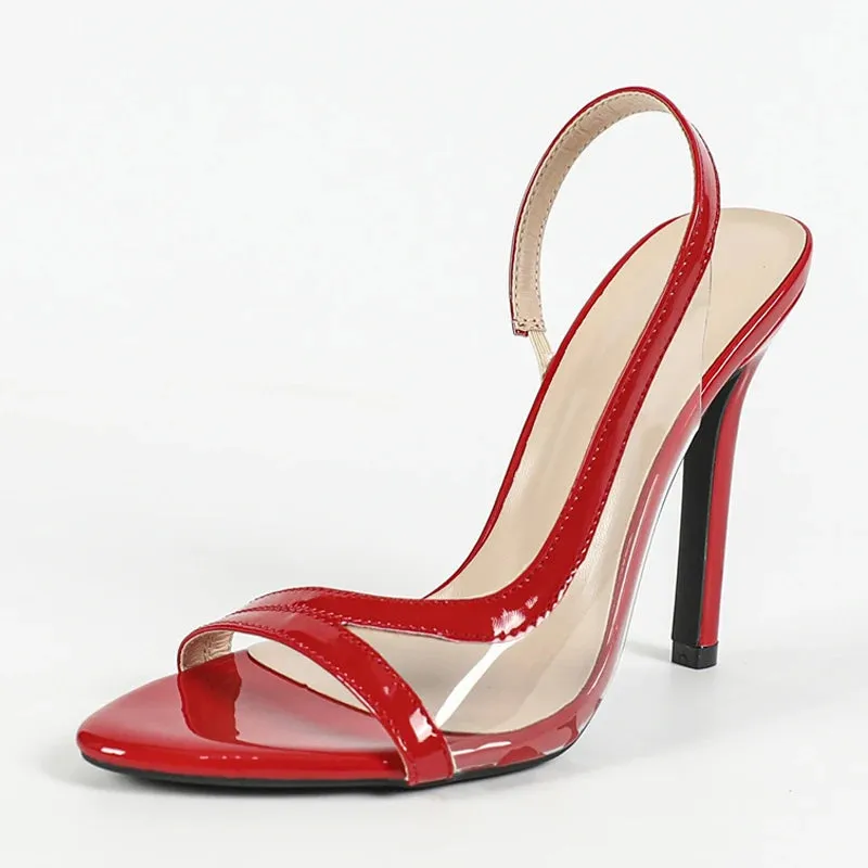 Open Toe patent PVC Transparent Back Strap Sandals