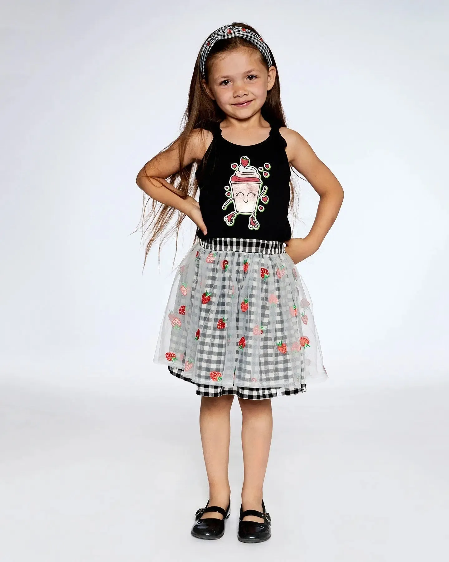 Organic Cotton Girls Tank Top With Knot Black