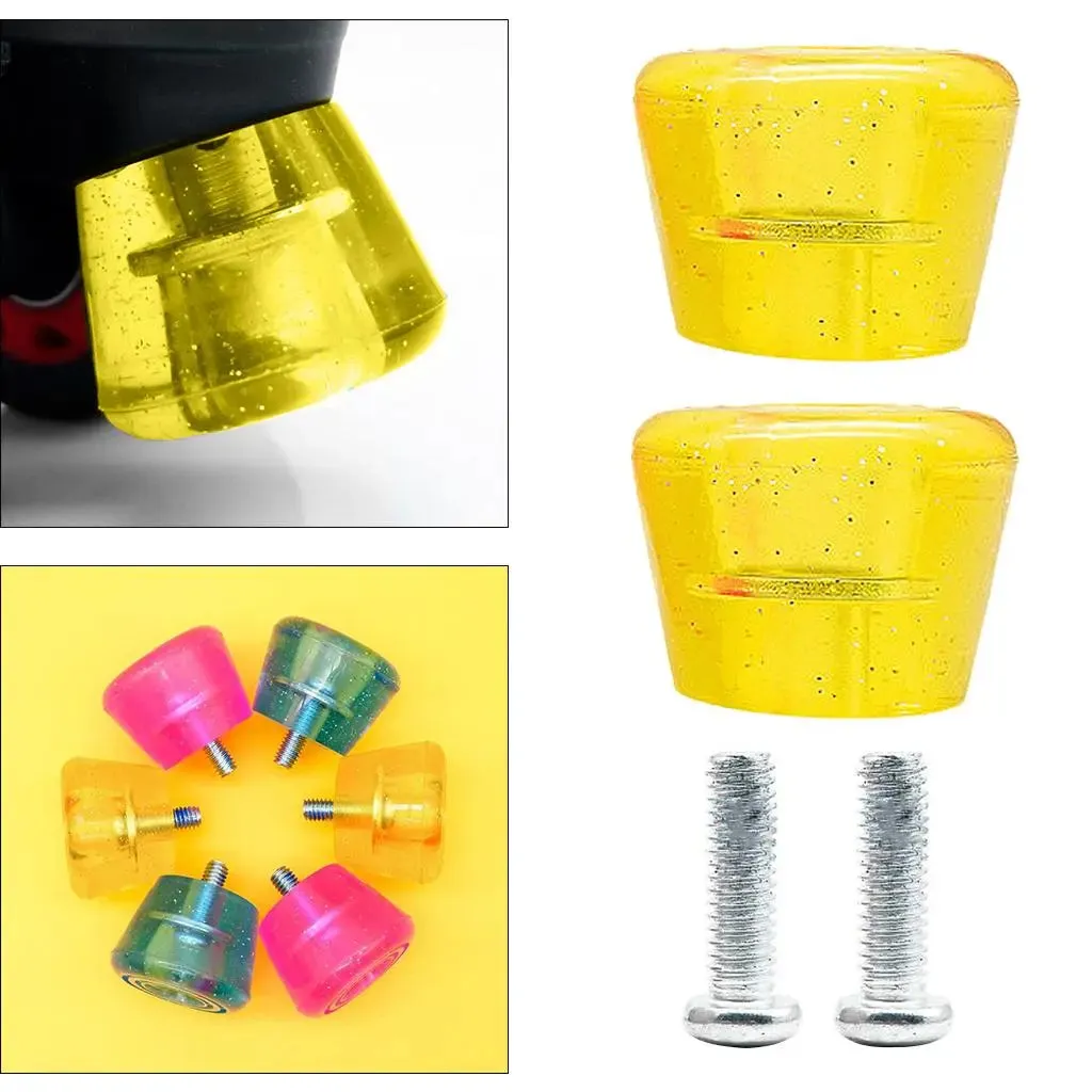 Pack of 2 Roller Skates Brake Inline Skates Roller Brake Blocks Anti-Slip Safety Toe Stoppers Skating Practice