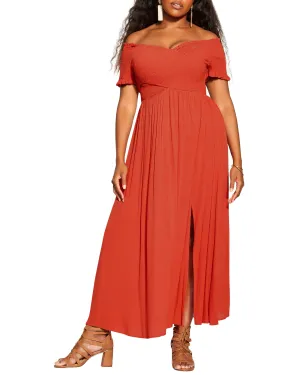 Peyton Criss-Cross Smocked Off The Shoulder Dress | Red