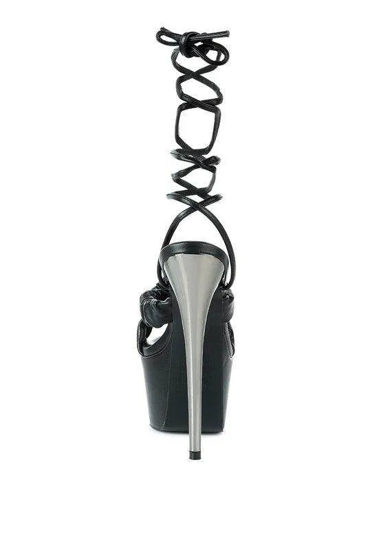 Pop Era Ruched Straps Tie Up Sandals
