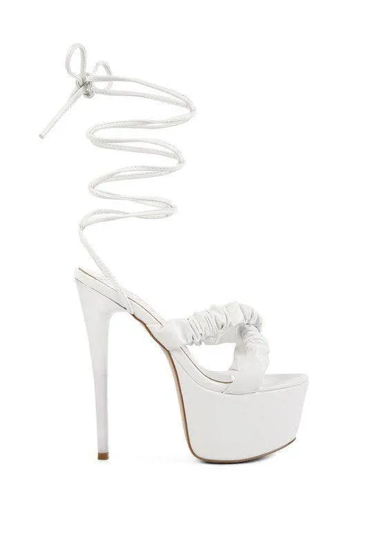 Pop Era Ruched Straps Tie Up Sandals