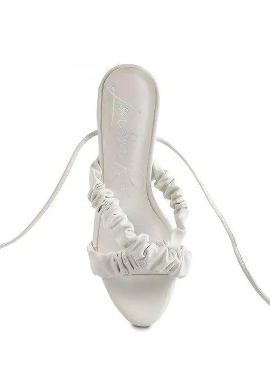 Pop Era Ruched Straps Tie Up Sandals