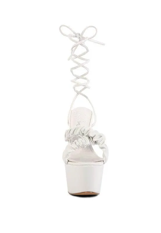 Pop Era Ruched Straps Tie Up Sandals