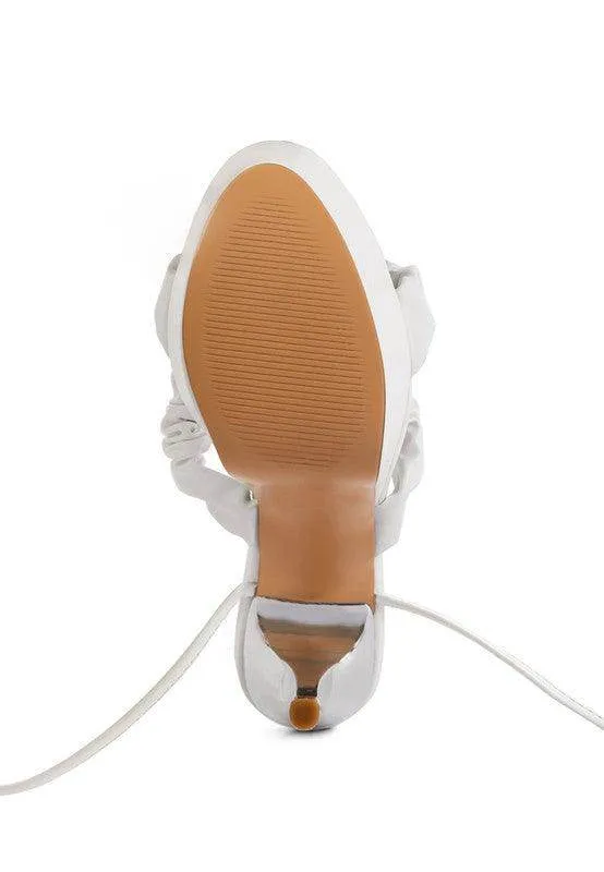 Pop Era Ruched Straps Tie Up Sandals