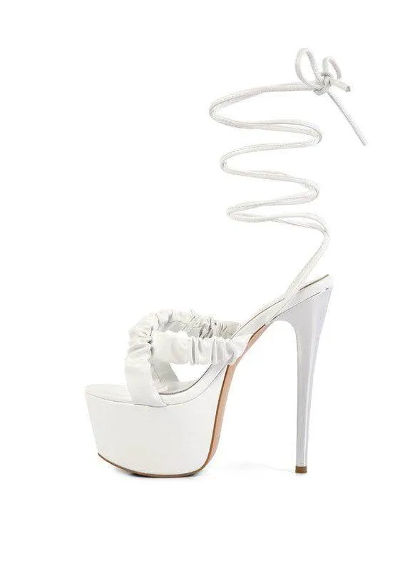 Pop Era Ruched Straps Tie Up Sandals