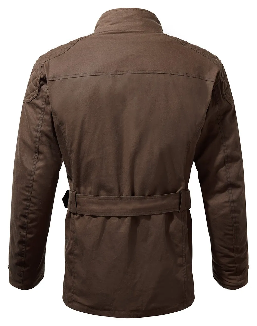 PULFORD® WAXED COTTON MOTORCYCLE JACKET IN BROWN