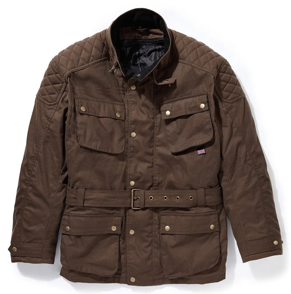 PULFORD® WAXED COTTON MOTORCYCLE JACKET IN BROWN
