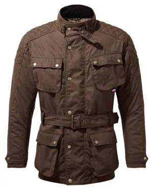 PULFORD® WAXED COTTON MOTORCYCLE JACKET IN BROWN