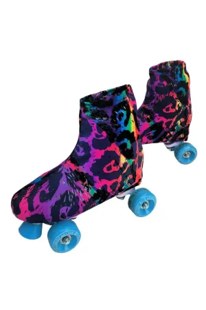Rainbow Leopard Childrens Roller Skate Boot Covers