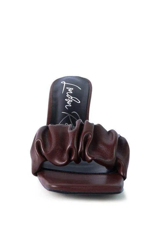 Rebel Spool Heeled Ruched Sandals