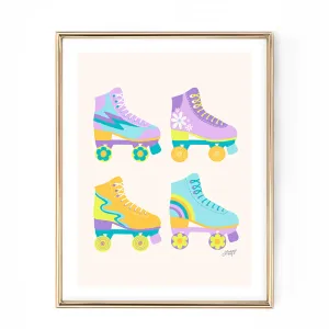 Retro Roller Skates Illustration (Bright Palette) - Art Print
