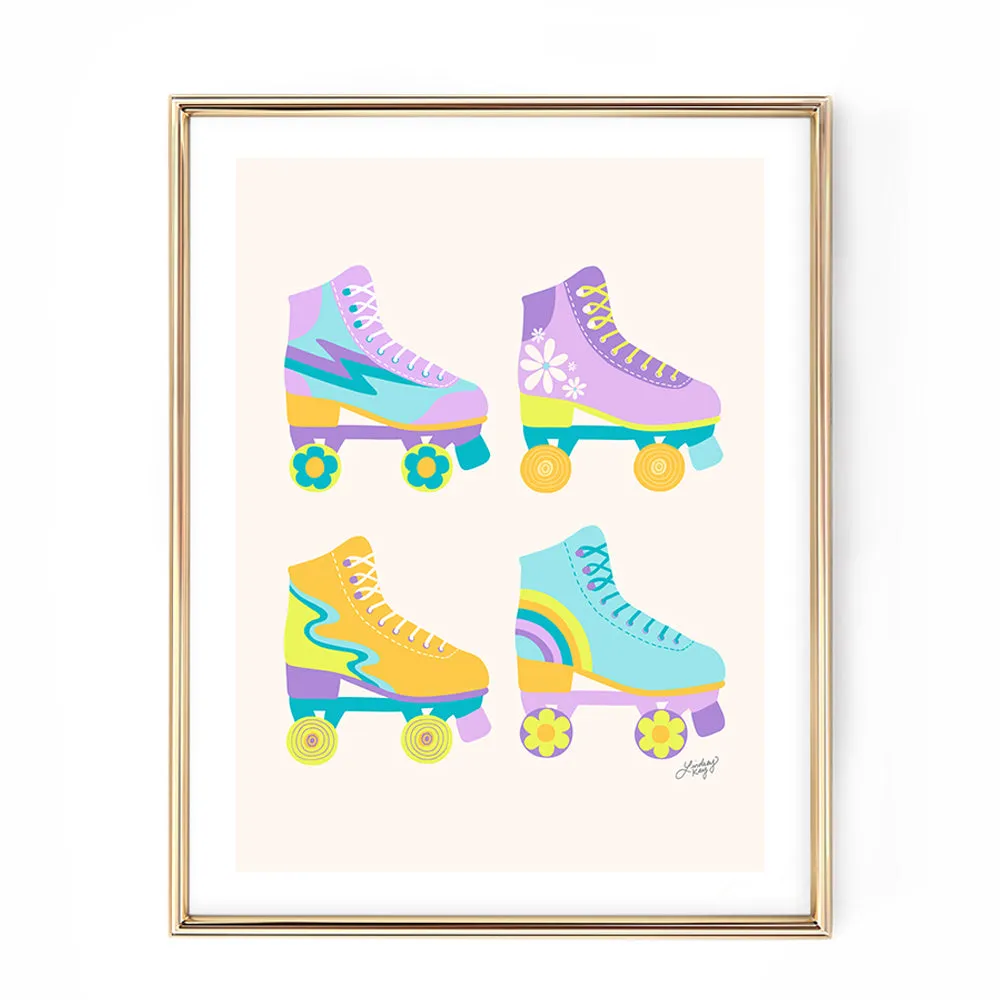 Retro Roller Skates Illustration (Bright Palette) - Art Print