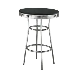Retro Round 30-inch 1950’s Bistro Pub Height Bar Table Black