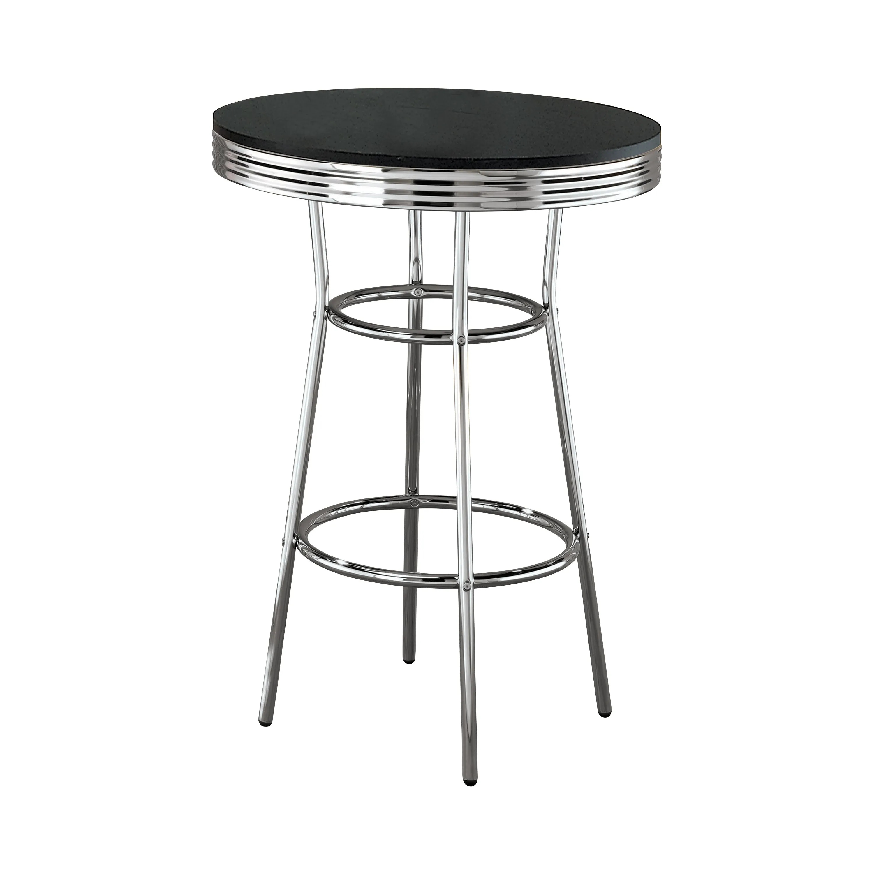 Retro Round 30-inch 1950’s Bistro Pub Height Bar Table Black