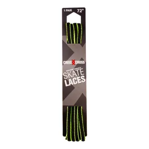 Riedell Criss Cross Skate Laces Skinny 3/8″ Width - Black/Neon Yellow Pinstripe