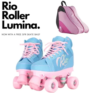 Rio Roller Lumina Roller Skates Blue Pink   FREE SFR SKATE BAG
