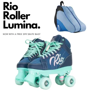 Rio Roller Lumina Roller Skates Navy Green   FREE SFR SKATE BAG