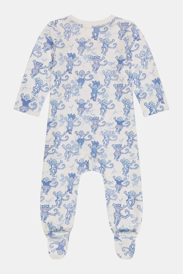 Roller Rabbit x LoveShackFancy Pastiche De Monkey Baby Zipper Footie