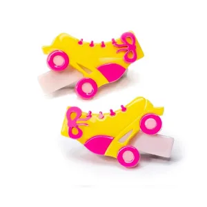 Roller Skates Pink Yellow Alligator Clips