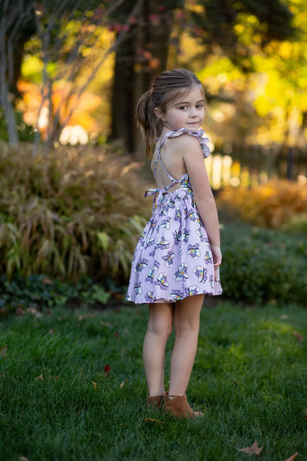 Ruffle Sleeve Dress in Roller Skates