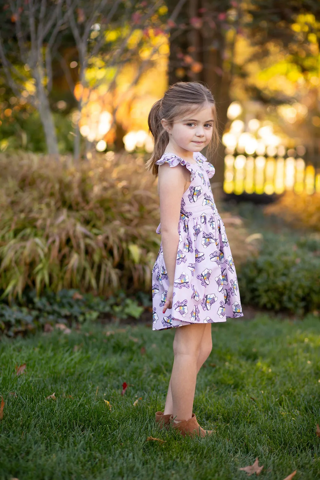 Ruffle Sleeve Dress in Roller Skates